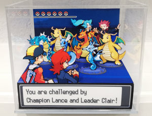 Pokemon Soul Silver/Heart Gold Lance and Clair Battle Cubic Diorama