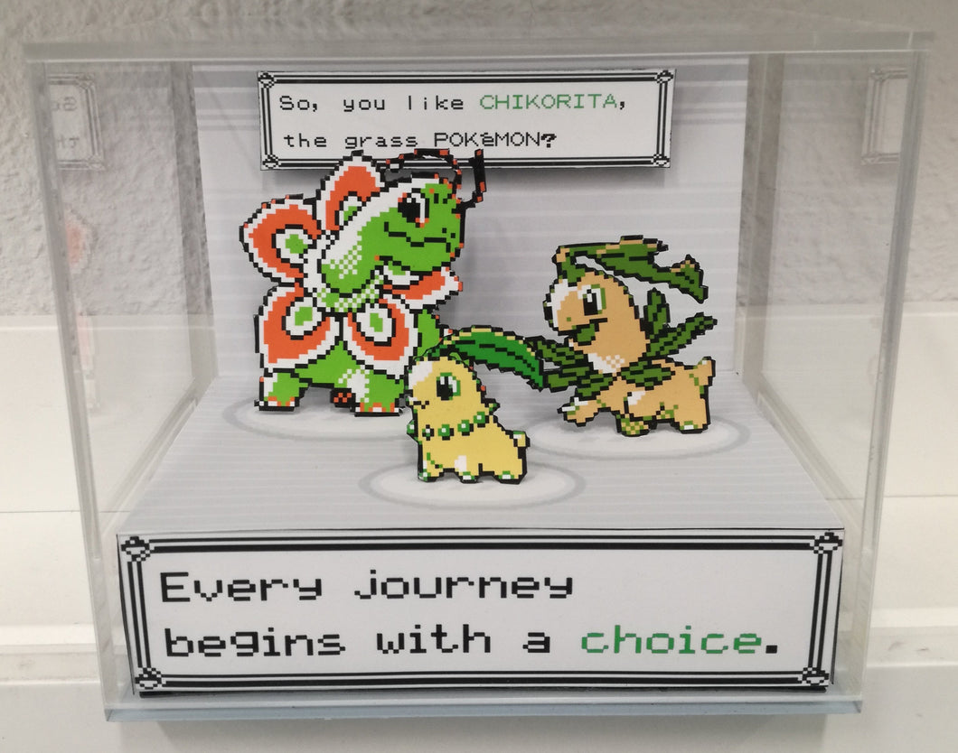 Pokemon Evolution Chikorita Cubic Diorama