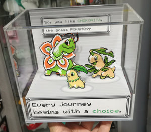 Pokemon Evolution Chikorita Cubic Diorama